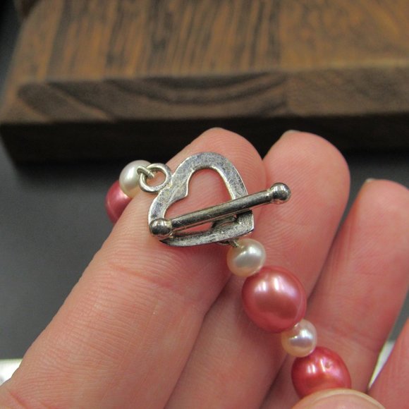 18" Sterling Silver Real Large Red Pearl Necklace - Picture 3 of 5